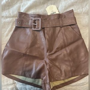 Altard state leather paper bag shorts